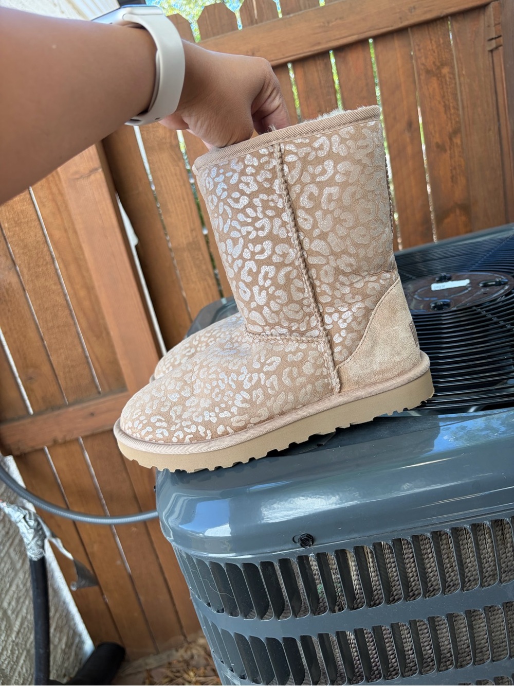 UGG Women's Tan Leopard-Print Short Boot
